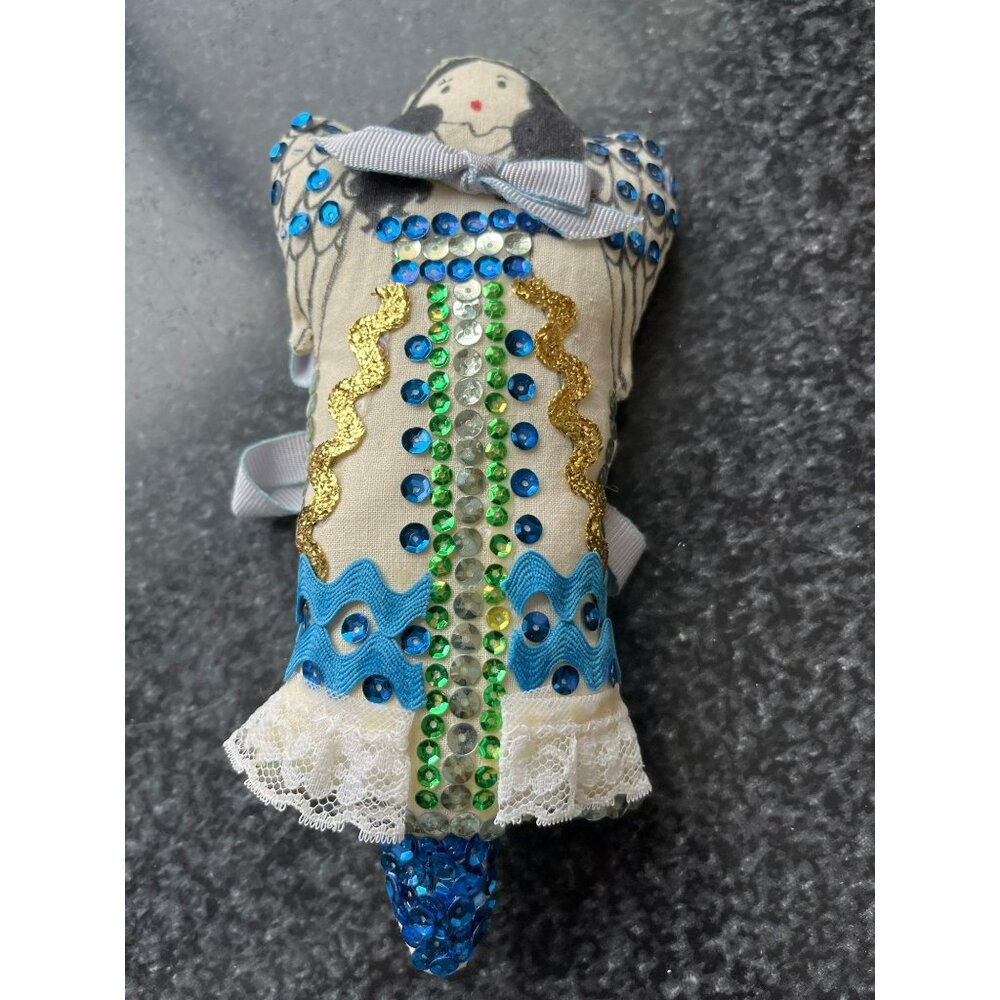 Vtg 1970's Detroit Artist Mary Ewald Pen & Ink Art Christmas Ornament Angel